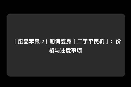 「废品苹果12」如何变身「二手平民机」：价格与注意事项