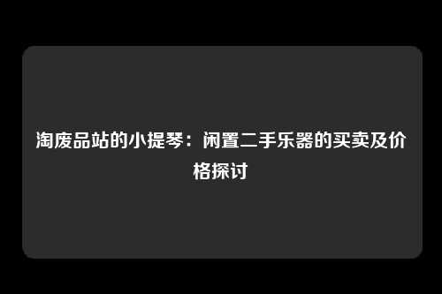 淘废品站的小提琴：闲置二手乐器的买卖及价格探讨