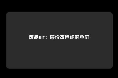 废品DIY：廉价改造你的鱼缸