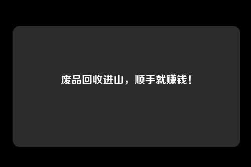 废品回收进山，顺手就赚钱！