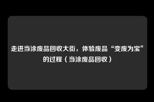 走进当涂废品回收大街，体验废品“变废为宝”的过程（当涂废品回收）