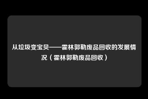 从垃圾变宝贝——霍林郭勒废品回收的发展情况（霍林郭勒废品回收）