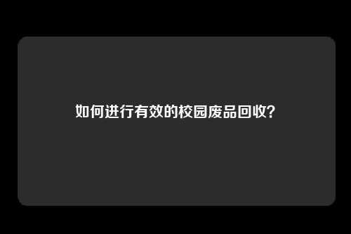 如何进行有效的校园废品回收？