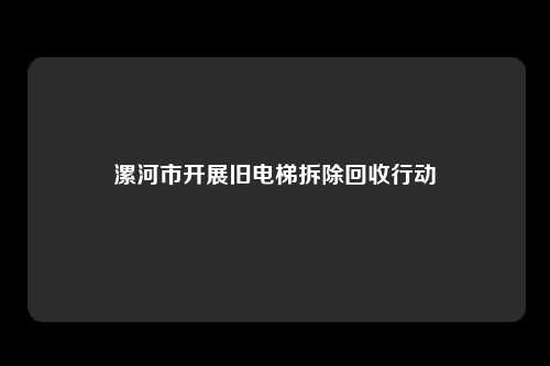 漯河市开展旧电梯拆除回收行动