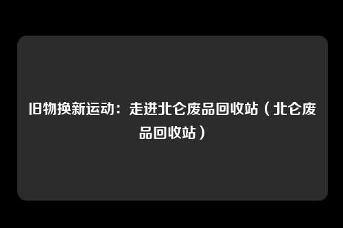 旧物换新运动：走进北仑废品回收站（北仑废品回收站）