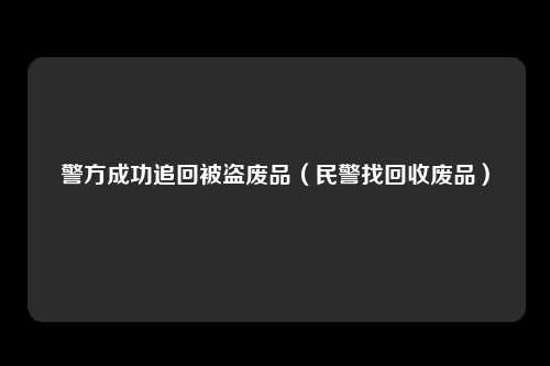 警方成功追回被盗废品（民警找回收废品）