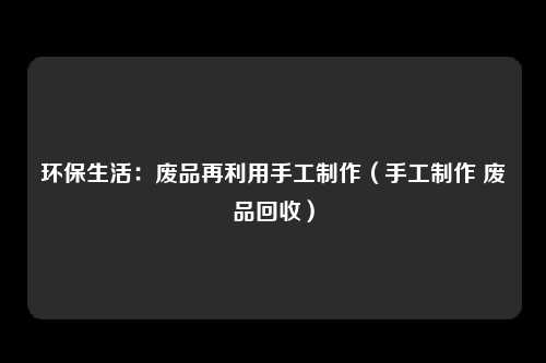 环保生活：废品再利用手工制作（手工制作 废品回收）