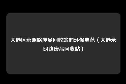 大港区永明路废品回收站的环保典范（大港永明路废品回收站）