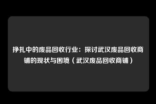 挣扎中的废品回收行业：探讨武汉废品回收商铺的现状与困境（武汉废品回收商铺）