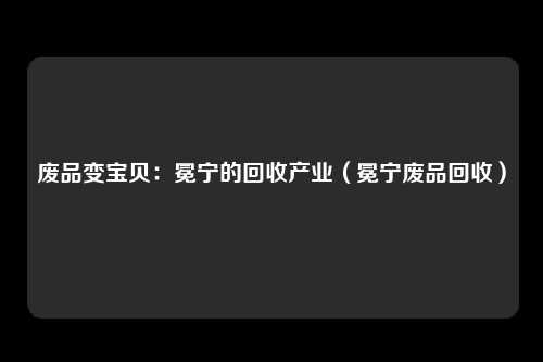 废品变宝贝：冕宁的回收产业（冕宁废品回收）