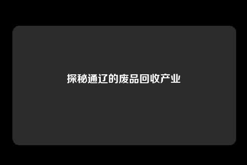 探秘通辽的废品回收产业