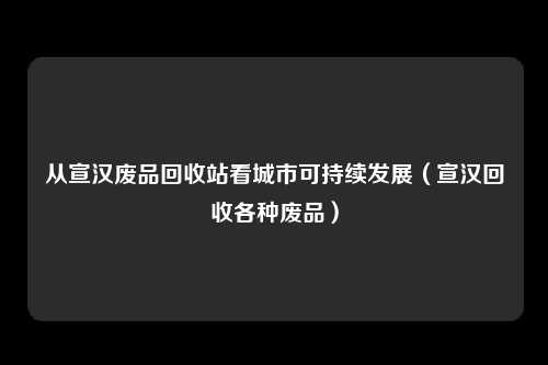从宣汉废品回收站看城市可持续发展(宣汉回收各种废品)