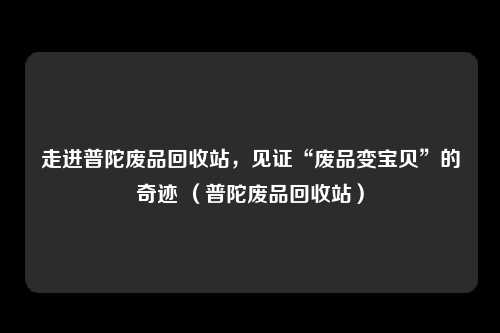 走进普陀废品回收站，见证“废品变宝贝”的奇迹 （普陀废品回收站）