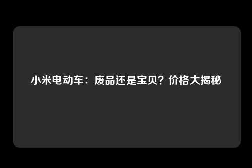 小米电动车：废品还是宝贝？价格大揭秘