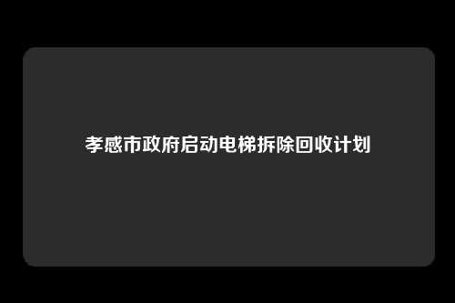 孝感市政府启动电梯拆除回收计划