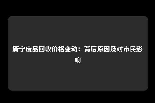 新宁废品回收价格变动：背后原因及对市民影响