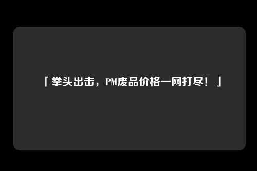 「拳头出击，PM废品价格一网打尽！」