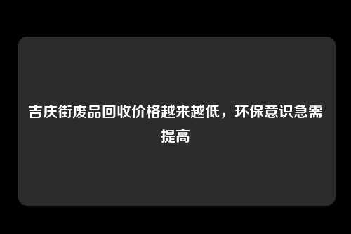 吉庆街废品回收价格越来越低，环保意识急需提高