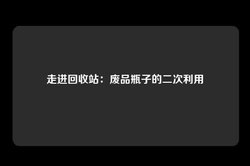 走进回收站：废品瓶子的二次利用