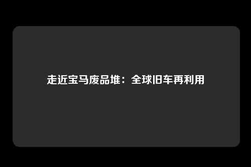 走近宝马废品堆：全球旧车再利用