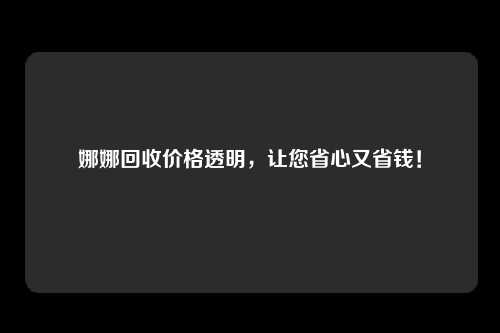 娜娜回收价格透明，让您省心又省钱！