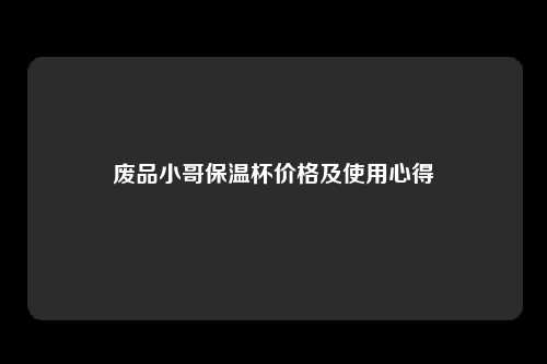 废品小哥保温杯价格及使用心得