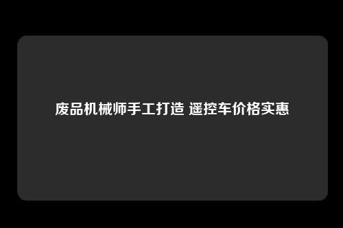 废品机械师手工打造 遥控车价格实惠