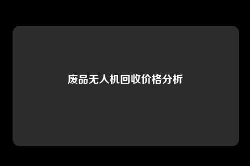 废品无人机回收价格分析