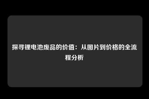 探寻锂电池废品的价值：从图片到价格的全流程分析