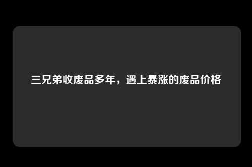 三兄弟收废品多年，遇上暴涨的废品价格