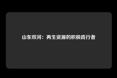 山东双河：再生资源的积极践行者