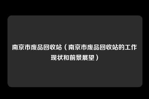 南京市废品回收站（南京市废品回收站的工作现状和前景展望）