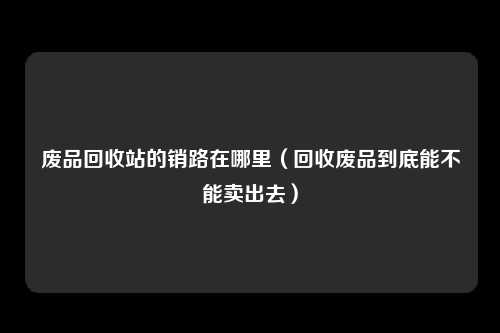 废品回收站的销路在哪里（回收废品到底能不能卖出去）