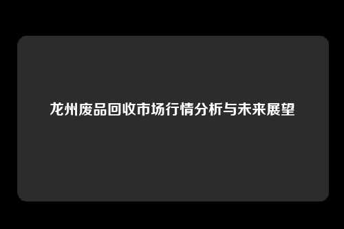 龙州废品回收市场行情分析与未来展望