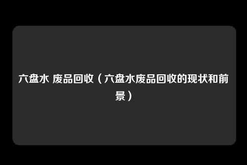六盘水 废品回收(六盘水废品回收的现状和前景)