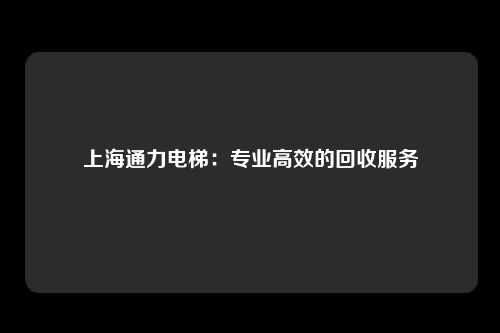 上海通力电梯:专业高效的回收服务