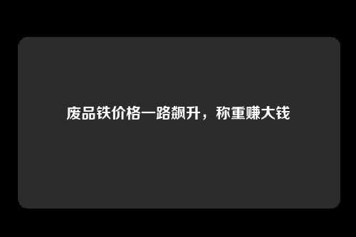 废品铁价格一路飙升,称重赚大钱