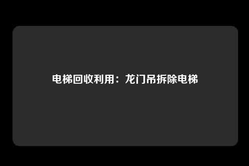 电梯回收利用：龙门吊拆除电梯
