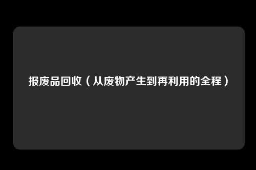报废品回收（从废物产生到再利用的全程）