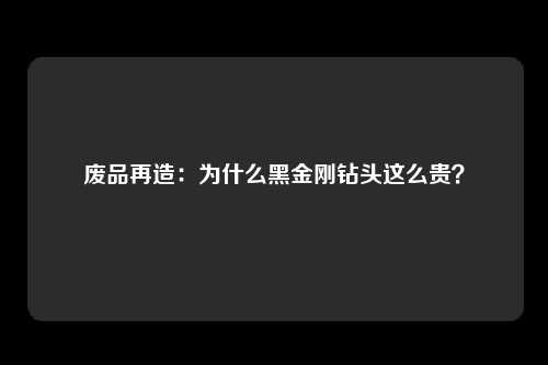 废品再造：为什么黑金刚钻头这么贵？