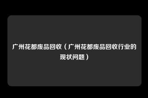 广州花都废品回收（广州花都废品回收行业的现状问题）