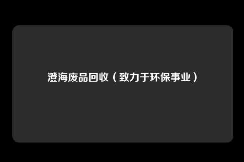 澄海废品回收(致力于环保事业)
