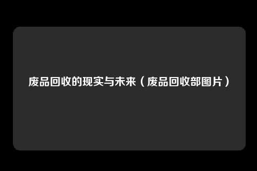 废品回收的现实与未来（废品回收部图片）