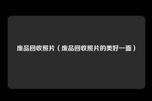 废品回收照片（废品回收照片的美好一面）