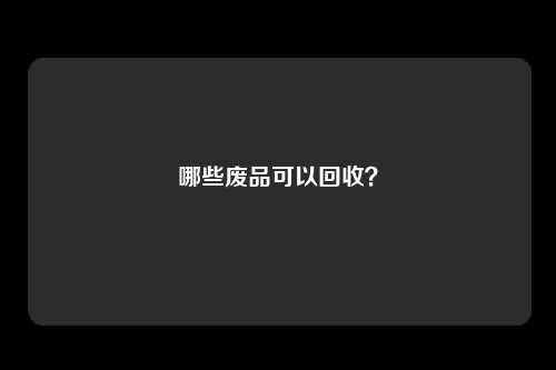 哪些废品可以回收？