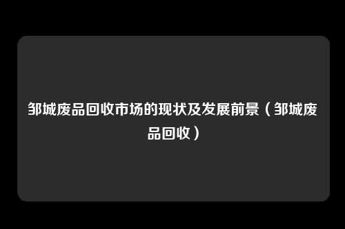 邹城废品回收市场的现状及发展前景(邹城废品回收)