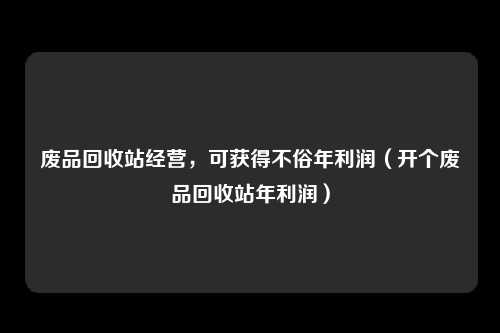 废品回收站经营，可获得不俗年利润（开个废品回收站年利润）