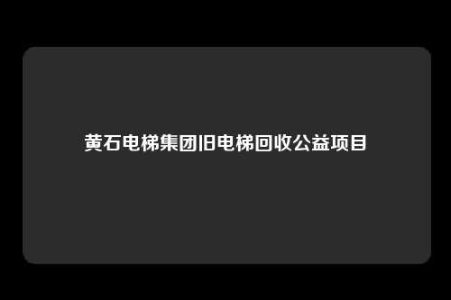 黄石电梯集团旧电梯回收公益项目