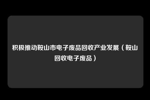 积极推动鞍山市电子废品回收产业发展(鞍山回收电子废品)