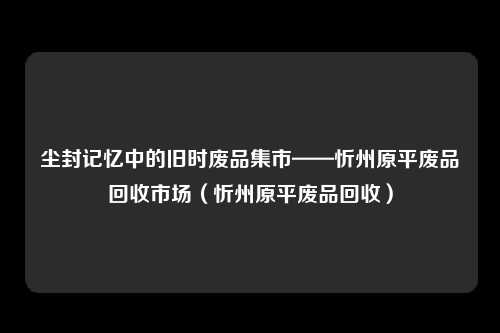 尘封记忆中的旧时废品集市——忻州原平废品回收市场（忻州原平废品回收）